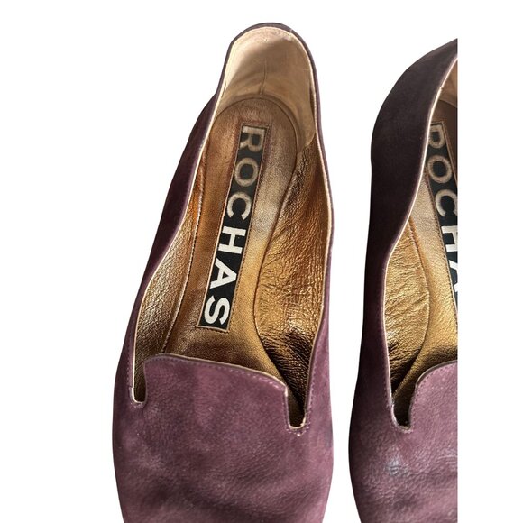 ROCHAS Brown Suede Loafers Flats Size 38.5 - Picture 4 of 11